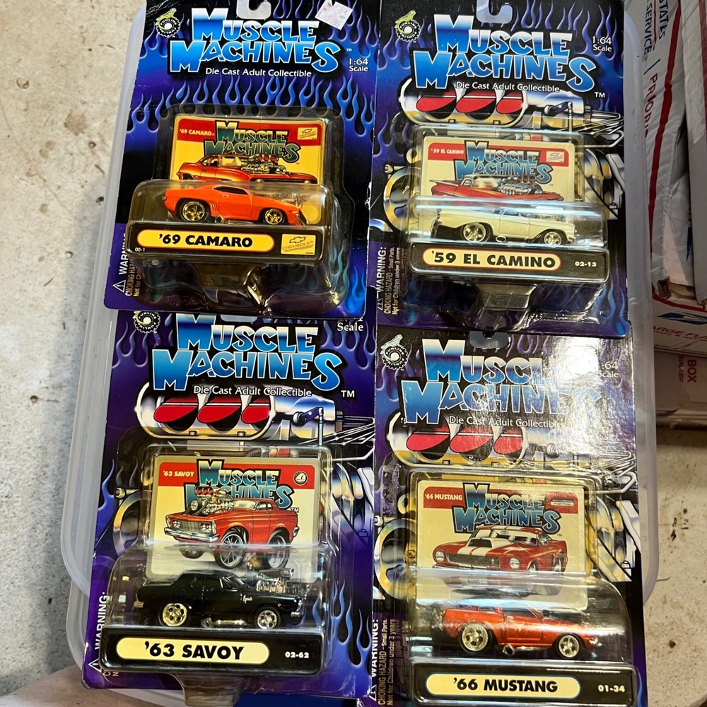 Muscle Machines 1:64 Die Cast Car Lot Camaro El Camino Savoy Mustang Multi Color